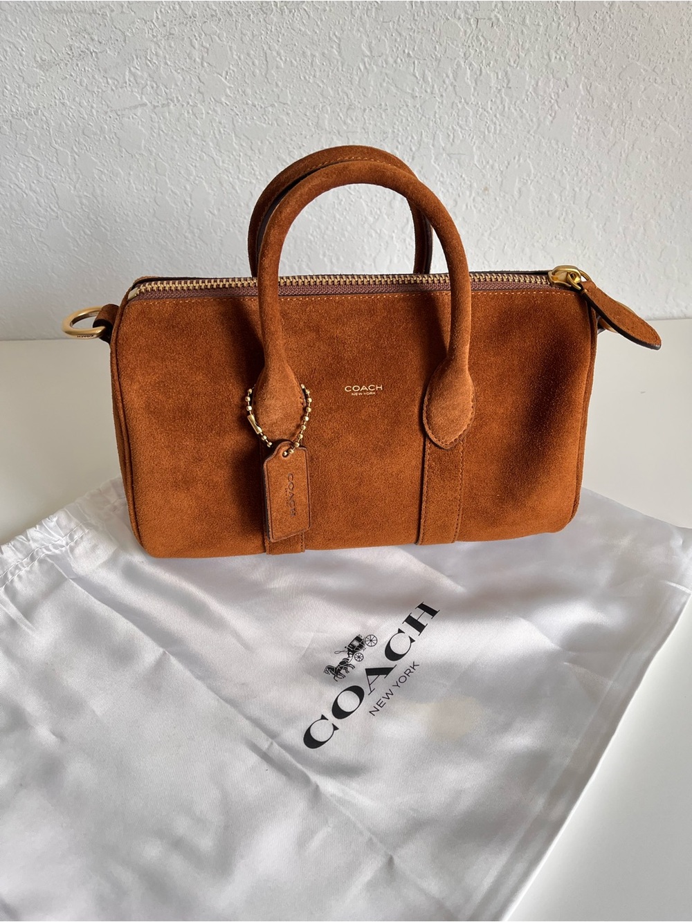 Coach Compass 25 Suede with Gold Hardware